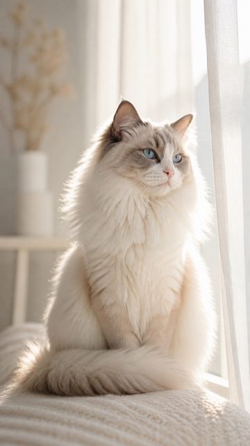 Soft Window Silhouette Ragdoll Cat Wallpaper