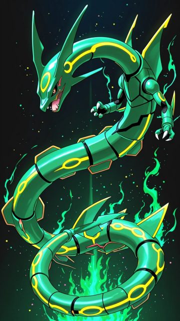 Rayquaza Neon Energy Wallpaper