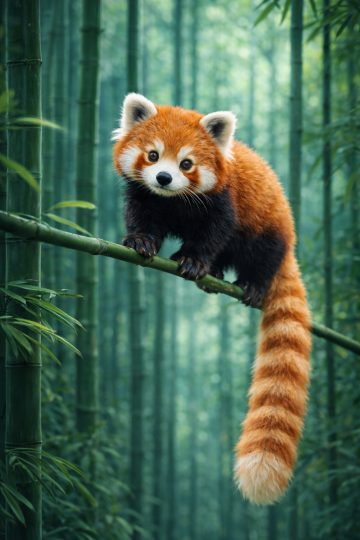 Red Panda on Bamboo Branch Wallpaper