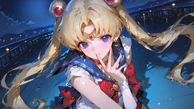 Sailor Moon Under a Starlit Night Wallpaper