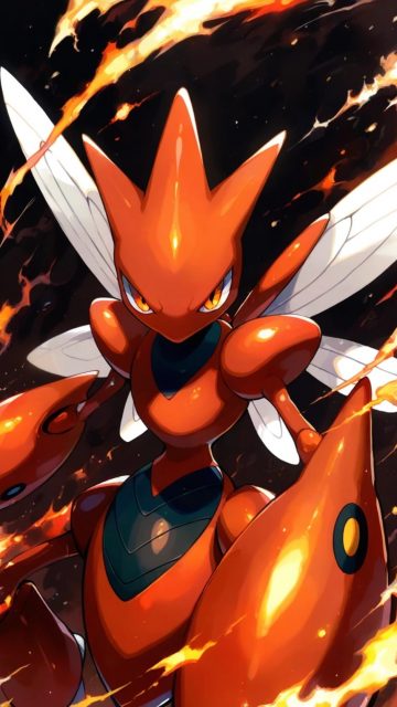 Scizor Flaming Battle Wallpaper