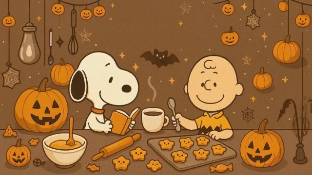 Snoopy and Charlie Brown Halloween Picnic Wallpaper