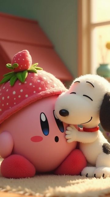 Snoopy and Kirby Cozy Friendship Wallpaper
