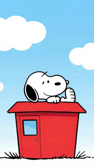 Snoopy Resting on His Red Doghouse Wallpaper