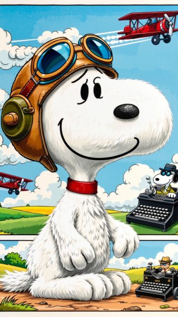 Vintage Aviator Snoopy Portrait Wallpaper