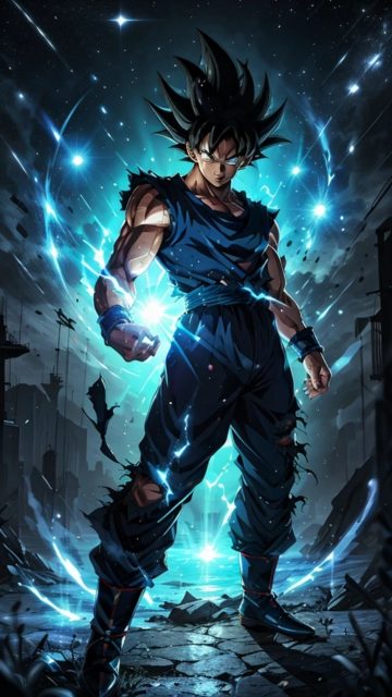 Son Goku Blue Energy Shadow Wallpaper