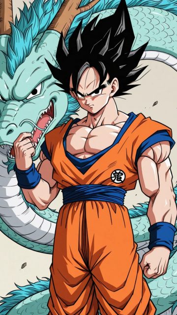 Son Goku with Dragon Background Wallpaper