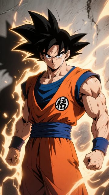 Son Goku Lightning Anime Portrait Wallpaper