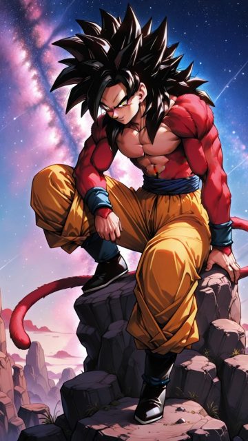Super Saiyan 4 Goku on Rocky Cliff Wallpaper