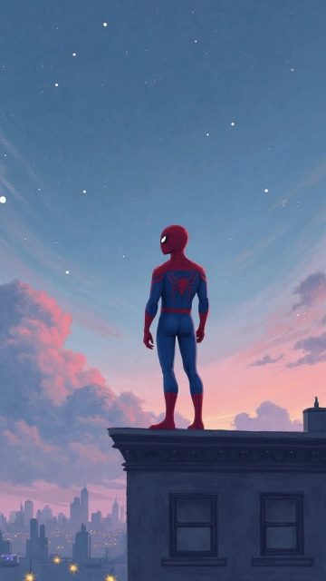 Spider-Man Beneath a Dreamy Evening Sky Wallpaper
