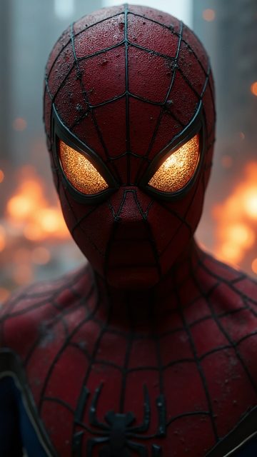 Spider-Man Glowing Eyes Close Up Wallpaper