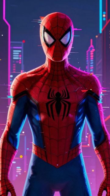 Spider-Man Neon Portrait Glow Wallpaper