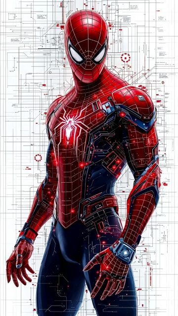 Spider-Man Tech Suit Blueprint Wallpaper