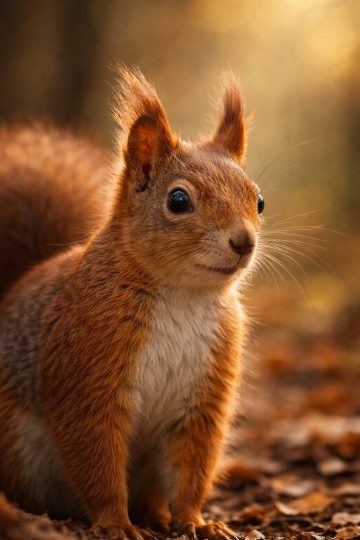 Squirrel Portrait in Golden Forest Light Wallpaper