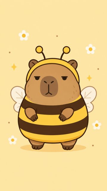Stylized Capybara in a Bumblebee Costume Wallpaper