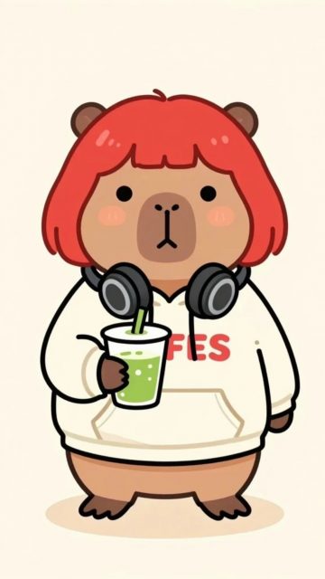 Stylized Capybara in a Casual City Outfit Wallpaper