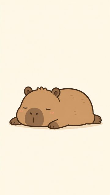 Stylized Capybara Taking a Cozy Nap Wallpaper
