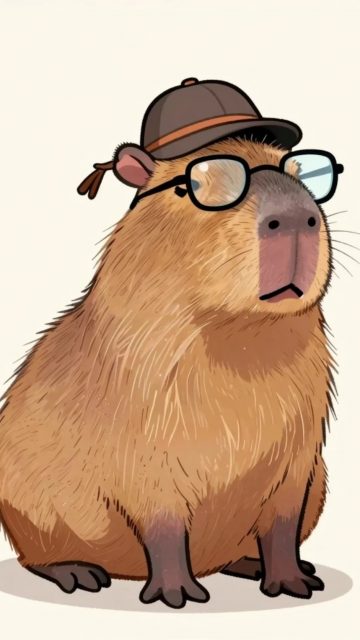 Stylized Capybara Explorer Character Wallpaper