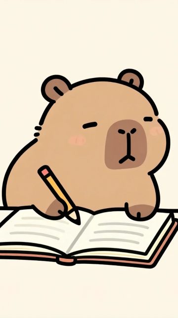 Stylized Capybara Writing in a Journal Wallpaper