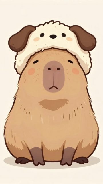 Stylized Capybara in a Puppy Hood Costume Wallpaper