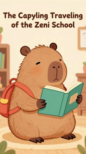 Stylized Capybara Reading at Zen School Wallpaper