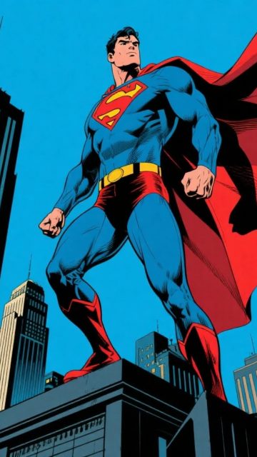Superman Standing Above the City Skyline Wallpaper