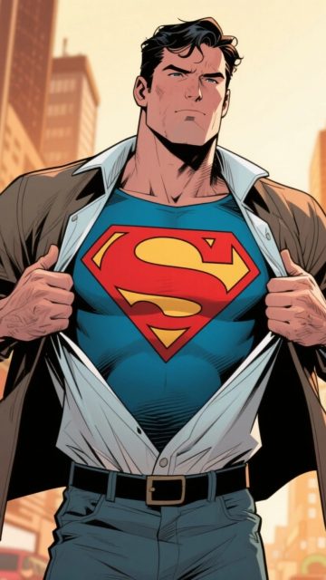 Clark Kent Revealing the Superman Emblem Wallpaper