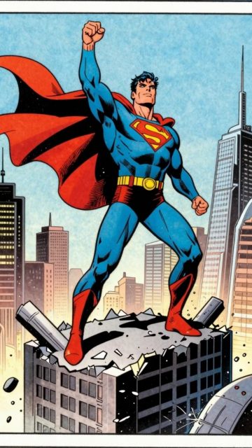 Classic Superman Above the City Wallpaper