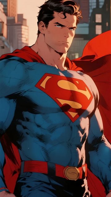 Confident Superman City Portrait Wallpaper