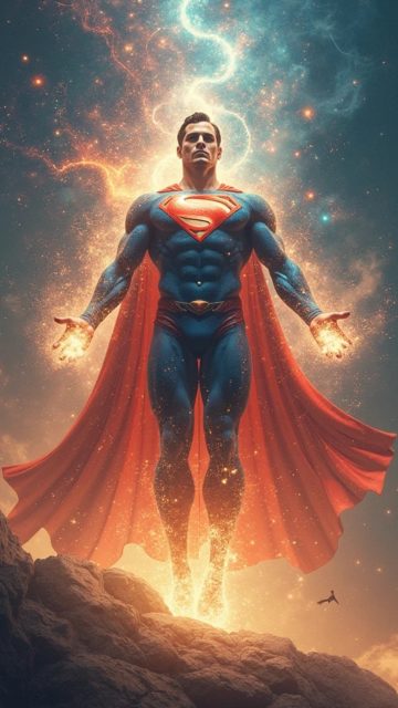 Superman Surrounded by Cosmic Energy Wallpaper