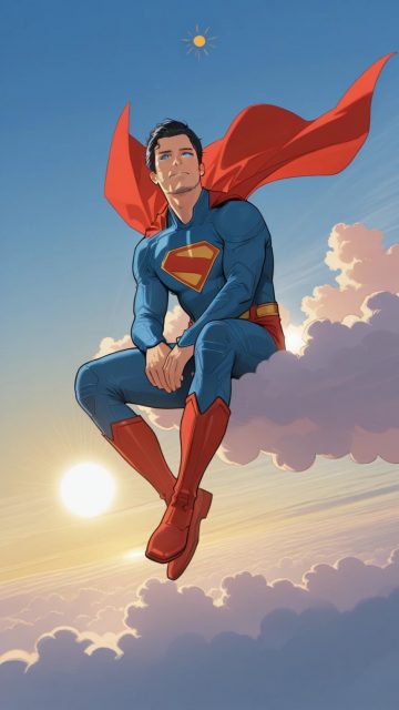 Superman Floating Above the Clouds Wallpaper