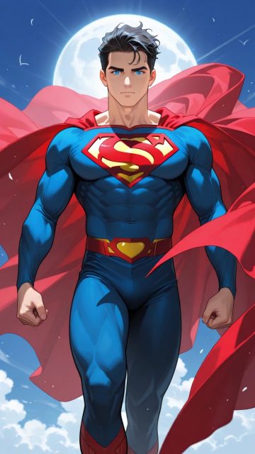 Moonlit Superman Portrait Wallpaper