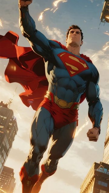 Superman Rising Into the Sky Wallpaper
