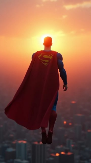 Superman Flying Into the Sunset Wallpaper