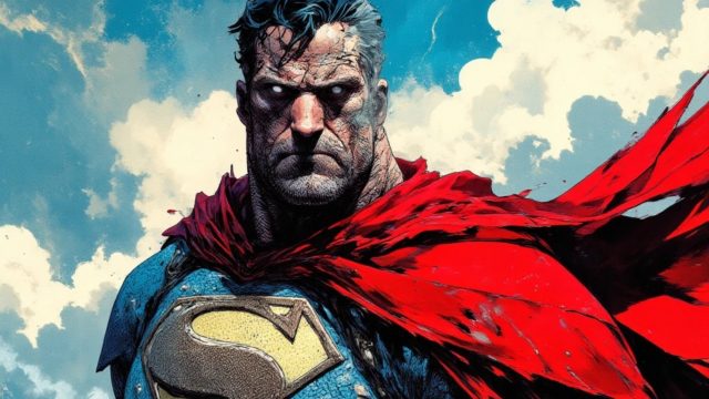 Weathered Superman Portrait in Windy Light Wallpaper