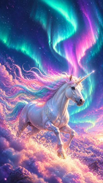 Aurora Cloud Runner Unicorn Wallpaper