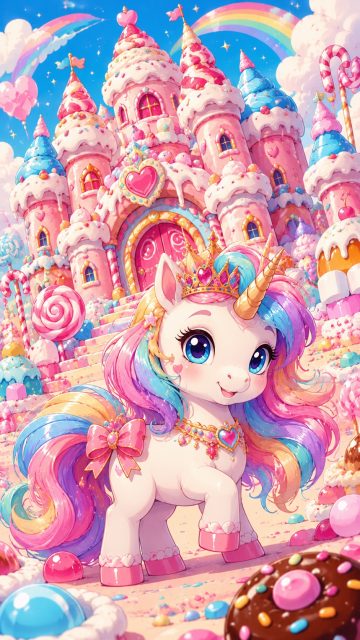 Candy Castle Princess Unicorn Wallpaper