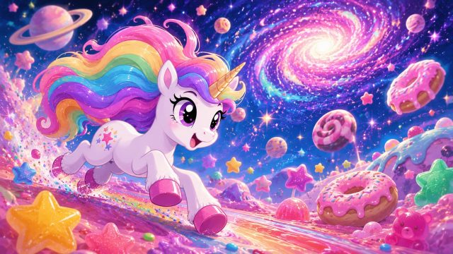 Candy Galaxy Run Unicorn Wallpaper