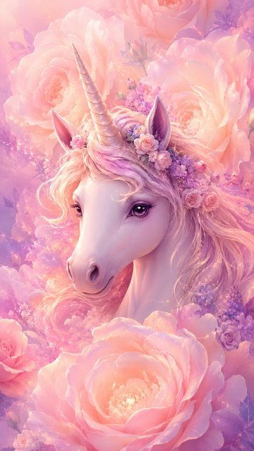 Celestial Rose Dream Unicorn Wallpaper