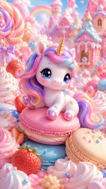 Chibi Dessert Fantasy Unicorn Wallpaper