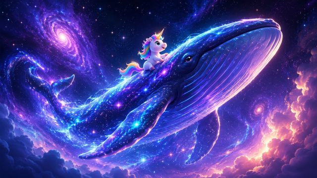 Cosmic Whale Ride Unicorn Wallpaper