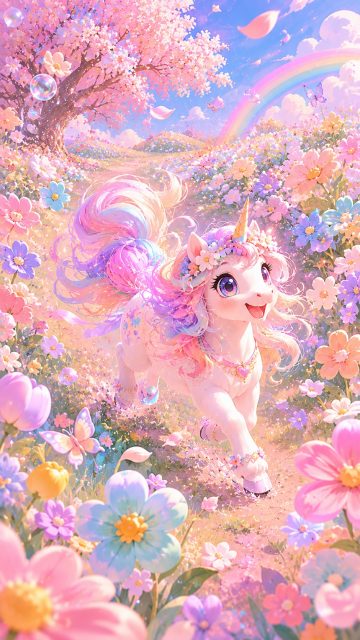 Cotton Candy Meadow Unicorn Wallpaper