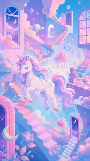 Dreamcore Unicorn Stairway Wallpaper