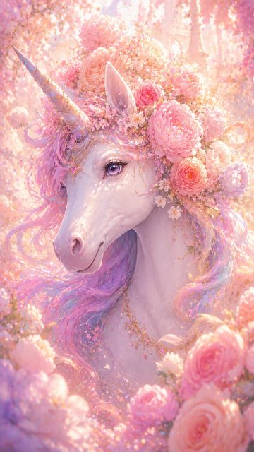 Floral Crown Pastel Unicorn Wallpaper