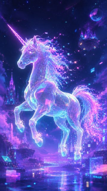 Holographic Cosmic Spirit Unicorn Wallpaper