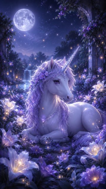 Moon Garden Dream Unicorn Wallpaper