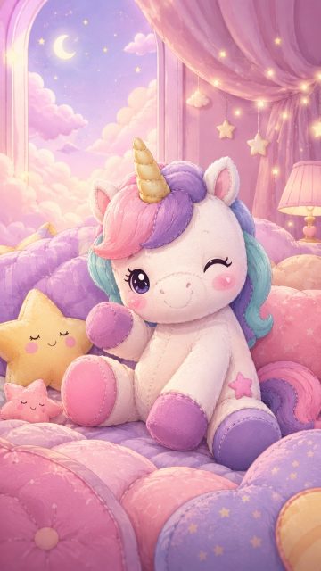 Plush Toy Unicorn Bedroom Wallpaper