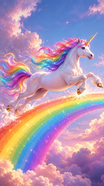 Rainbow Leap Sky Unicorn Wallpaper