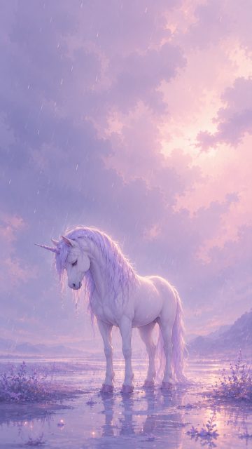 Rainy Dream Lake Unicorn Wallpaper