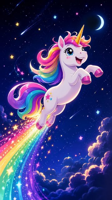 Shooting Star Rainbow Unicorn Wallpaper
